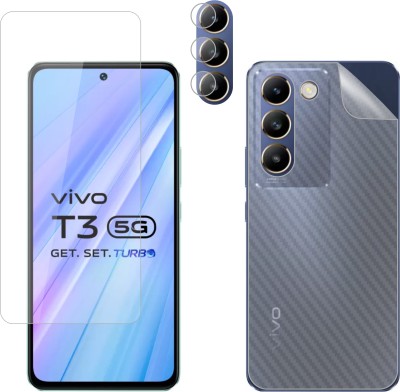 Vatsin Front and Back Tempered Glass for ViVO T3 5G, ViVO T3 5G [Back Carbon Fiber] [Rear Camera Lens Guard](Pack of 3)