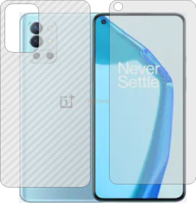 TELTREK Front and Back Tempered Glass for ONEPLUS 9R (Front Matte Finish & Back 3d Carbon Fiber)(Pack of 2)