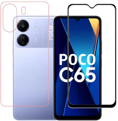 HOBBYTRONICS Front and Back Tempered Glass for Poco C65(Pack of 1)