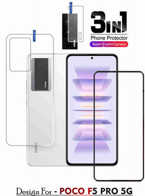 Olonga Front and Back Tempered Glass for POCO F5 PRO 5G(Pack of 3)