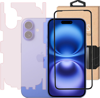 ojucase Front and Back Tempered Glass for iphone 16, IPHONE 16(Pack of 1)