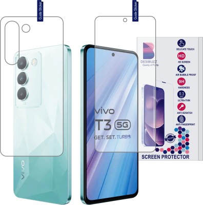 DESIBUZZ Front and Back Tempered Glass for vivo T3 5G, (Scratch Proof,Ultra Thin Flexible Guard)(Pack of 2)