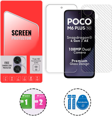SOMTONE Front and Back Tempered Glass for Poco M6 Plus 5G (1 FREE CAMERA LENS) WITH FRONTBACK SCREEN PROTECTOR(Pack of 1)