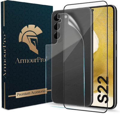 ArmourPro Front and Back Tempered Glass for Samsung Galaxy S22 5G, Samsung S22 5G, Samsung Galaxy S22, (1 OG Black Border Glass with 1 Back Membrane)(Pack of 2)