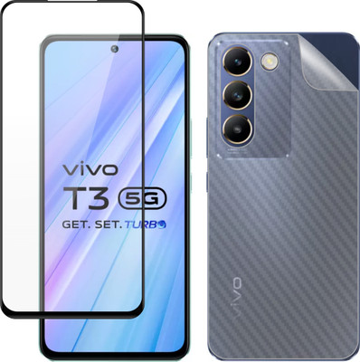 Vatsin Front and Back Tempered Glass for ViVO T3 5G, ViVO T3 5G [Back Carbon Fiber](Pack of 2)