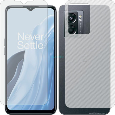 Fasheen Front and Back Tempered Glass for ONEPLUS NORD N300 (Front Matte Finish & Back 3d Carbon Fiber)(Pack of 2)