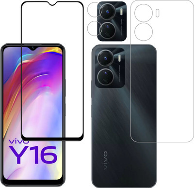 Vatsin Front and Back Tempered Glass for ViVO Y56 5G, vivo Y16, vivo T2X 5G, ViVO Y56 5G [With Rear Camera Lens Guard](Pack of 3)