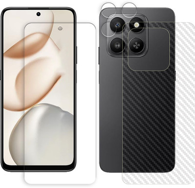 SOMTONE Front and Back Tempered Glass for Honor X7c 5G Tempered Glass Screen Protector | Anti-Scratch | Edge to Edge Full Coverage | 9H Hardness ( 1 FRONT SCREEN GUARD + 1 BACK CARBON FIBER SKIN + 1 CAMERA LENS PROTECTOR )(Pack of 1)