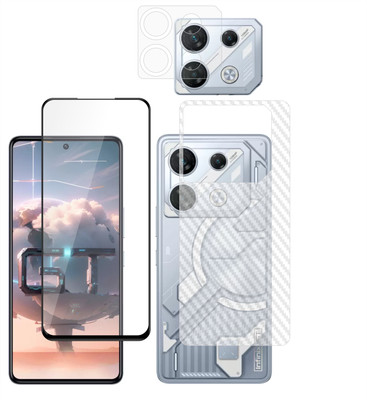 Ten To 11 Front and Back Tempered Glass for Infinix GT10 Pro, Infinix GT10 Pro [Back Carbon Fiber] [Rear Camera Lens Guard](Pack of 3)