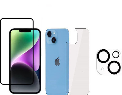AV Front and Back Tempered Glass for Apple iPhone 14 (Including Camera Protector)(Pack of 3)