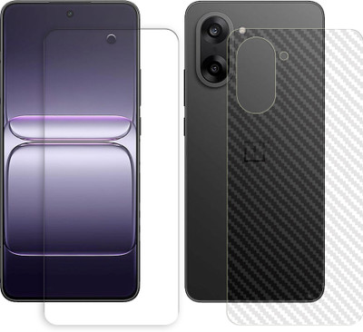 SOMTONE Front and Back Tempered Glass for OnePlus Nord CE5 5G Tempered Glass Screen Protector | Anti-Scratch | Edge to Edge Full Coverage | 9H Hardness (1 FRONT TEMPERED GLASS PROTECTOR + 1 BACK CARBON FIBER SKIN)(Pack of 1)