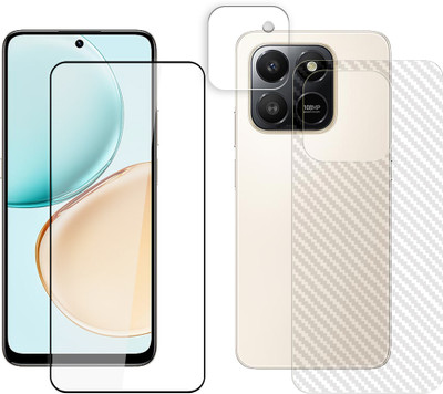 ARBAN Front and Back Tempered Glass for Honor X7d 4G Tempered Glass Screen Protector | Anti-Scratch | Edge to Edge Full Coverage | 9H Hardness ( 1 FRONT SCREEN GUARD + 1 BACK CARBON FIBER SKIN + 1 CAMERA LENS PROTECTOR ) SX02(Pack of 1)
