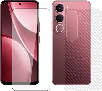 SOMTONE Front and Back Tempered Glass for vivo Y31 5G Tempered Glass Screen Protector | Anti-Scratch | Edge to Edge Full Coverage | 9H Hardness ( 1 FRONT TEMPERED GLASS PROTECTOR + 1 CARBON FIBER BACK ) FX01(Pack of 1)