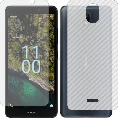 Fasheen Front and Back Tempered Glass for NOKIA C 100 (Front Matte Finish & Back 3d Carbon Fiber)(Pack of 2)