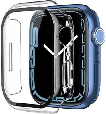 Skymac Front and Back Tempered Glass for Hard PC Case Compatible for PC Apple iWatch Series 8 and 7 41mm with Tempered Glass Screen Protector, Full Coverage, Touch Sensitive, Ultra-Thin HD Bumper Protective Cover - (41mm Clear)(Pack of 1)