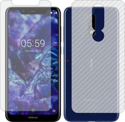 TELTREK Front and Back Tempered Glass for NOKIA TA 1102 NOKIA 5.1 PLUS (Front Matte Finish & Back 3d Carbon Fiber)(Pack of 2)