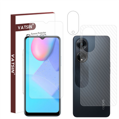 Vatsin Front and Back Tempered Glass for Oppo A38, Oppo A38 [Back Carbon Fiber] [Rear Camera Lens Guard](Pack of 3)