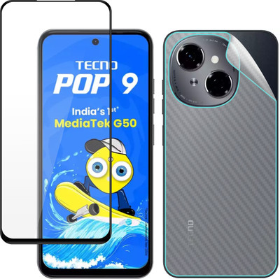 Ten To 11 Front and Back Tempered Glass for Tecno Pop 9 4G, Tecno Pop 9 4G [Back Carbon Fiber](Pack of 2)