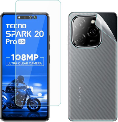 Vatsin Front and Back Tempered Glass for Tecno Spark 20 Pro 5G, Tecno Spark 20 Pro 5G [Back Carbon Fiber](Pack of 2)