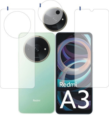 DESIBUZZ Front and Back Tempered Glass for REDMI A3, REDMI A3X with Camera lens(Pack of 3)