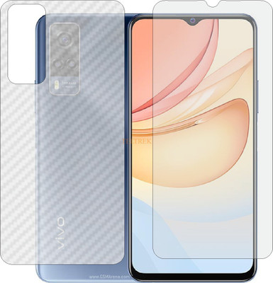 TELTREK Front and Back Tempered Glass for VIVO Y33 (Front Matte Finish & Back 3d Carbon Fiber)(Pack of 2)