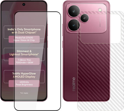 SOMTONE Front and Back Tempered Glass for Realme P4 5G FrontBack Tempered Glass Screen Protector | Edge to Edge Full Coverage | 9H Hardness ( 1 FRONT TEMPERED GLASS PROTECTOR + 1 CARBON FIBER BACK ) SX01(Pack of 1)