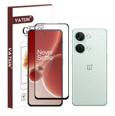 Vatsin Front and Back Tempered Glass for OnePlus Nord 3, OnePlus Nord 3 [Back Carbon Fiber](Pack of 2)