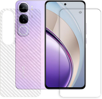 ARBAN Front and Back Tempered Glass for vivo V40 Lite 4G Tempered Glass Screen Protector | Anti-Scratch | Edge to Edge Full Coverage | 9H Hardness (1 FRONT TEMPERED GLASS AND 1 BACK CARBON FIBER SKIN)(Pack of 1)