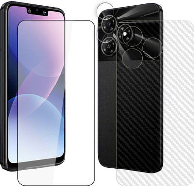 KOISTON Front and Back Tempered Glass for itel TS Pro 4G Tempered Glass Screen Protector | Anti-Scratch | Edge to Edge Full Coverage | 9H Hardness ( 1 FRONT SCREEN GUARD + 1 BACK CARBON FIBER SKIN + 1 CAMERA LENS PROTECTOR )(Pack of 1)