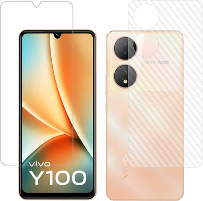 Vatsin Front and Back Tempered Glass for ViVO Y100 5G, ViVO Y100 5G [Back Carbon Fiber](Pack of 2)