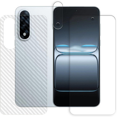 KOISTON Front and Back Tempered Glass for OnePlus Ace 5 Ultra 5G Tempered Glass Screen Protector | Anti-Scratch | Edge to Edge Full Coverage | 9H Hardness ( 1 FRONT SCREEN GUARD + 1 BACK CARBON FIBER SKIN + 1 CAMERA LENS PROTECTOR )(Pack of 1)