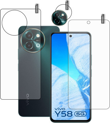 GARUDA GLASS Front and Back Tempered Glass for VIVO Y58 5G with camera lens protector, VIVO Y58 5G(Pack of 3)