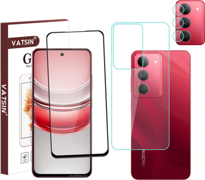 Vatsin Front and Back Tempered Glass for Realme P3 Lite 5G, Realme P3 Lite 5G [With Rear Camera Lens Guard](Pack of 3)