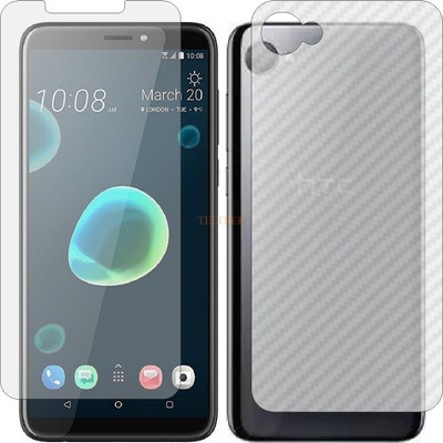 TELTREK Front and Back Tempered Glass for HTC 12 (Front Matte Finish & Back 3d Carbon Fiber)(Pack of 2)