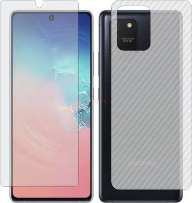 TELTREK Front and Back Tempered Glass for SAMSUNG GALAXY S10 LITE (Front Matte Finish & Back 3d Carbon Fiber)(Pack of 2)
