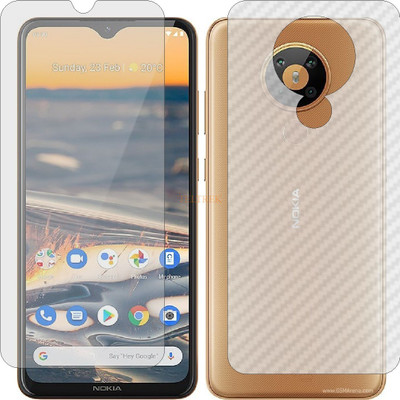 TELTREK Front and Back Tempered Glass for NOKIA 5.2 (Front Matte Finish & Back 3d Carbon Fiber)(Pack of 2)