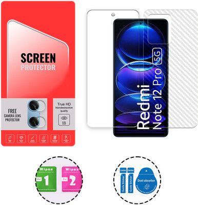 SOMTONE Front and Back Tempered Glass for Xiaomi Redmi Note 12 Pro 5G (1 FREE CAMERA LENS) WITH FRONTBACK SCREEN PROTECTOR(Pack of 1)