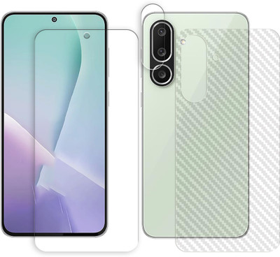 SOMTONE Front and Back Tempered Glass for Samsung Galaxy M56 5G Tempered Glass Screen Protector | Anti-Scratch | Edge to Edge Full Coverage | 9H Hardness (1 FRONT SCREEN GUARD + 1 BACK CARBON FIBER SKIN + 1 CAMERA LENS PROTECTOR)(Pack of 1)