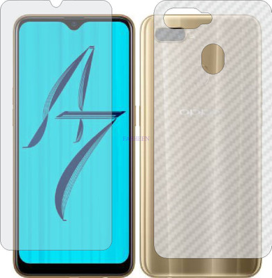 Fasheen Front and Back Tempered Glass for OPPO CPH1901 A7 (Front Matte Finish & Back 3d Carbon Fiber)(Pack of 2)