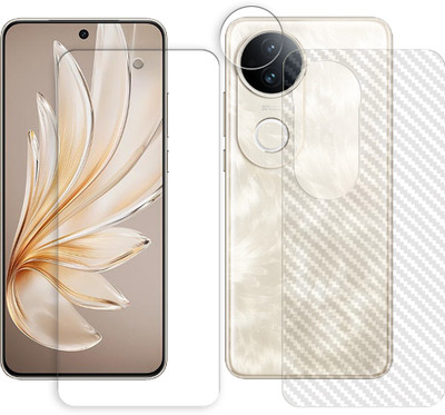 ARBAN Front and Back Tempered Glass for vivo S20 5G Tempered Glass Screen Protector | Anti-Scratch | Edge to Edge Full Coverage | 9H Hardness (1 FRONT SCREEN GUARD + 1 BACK CARBON FIBER SKIN + 1 CAMERA LENS PROTECTOR)(Pack of 1)