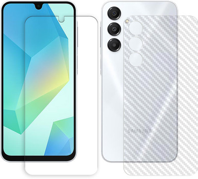 ARBAN Front and Back Tempered Glass for Samsung Galaxy A16 5G Tempered Glass Screen Protector | Anti-Scratch | Edge to Edge Full Coverage | 9H Hardness (1 FRONT TEMPERED GLASS AND 1 BACK CARBON FIBER SKIN)(Pack of 1)