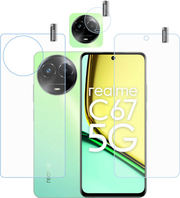 BOMGUARD Front and Back Tempered Glass for REALME C67 5G With Camera Lens(Pack of 3)