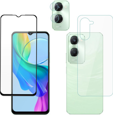 Vatsin Front and Back Tempered Glass for ViVO Y28S 5G, ViVO Y28S 5G [With Rear Camera Lens Guard](Pack of 3)