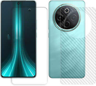 SOMTONE Front and Back Tempered Glass for vivo T4 5G Tempered Glass Screen Protector | Anti-Scratch | Edge to Edge Full Coverage | 9H Hardness (1 FRONT TEMPERED GLASS PROTECTOR + 1 BACK CARBON FIBER SKIN)(Pack of 1)