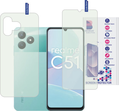 DESIBUZZ Front and Back Tempered Glass for realme C51, {Flexible}(Pack of 2)