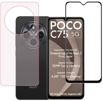 KMPERED Front and Back Tempered Glass for Poco C75 5g, Poco C75(Pack of 1)
