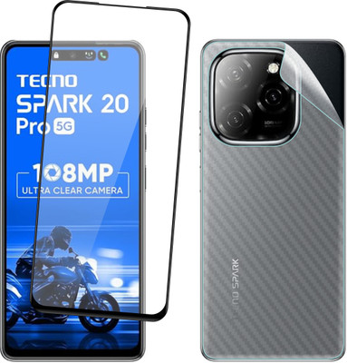 Ten To 11 Front and Back Tempered Glass for Tecno Spark 20 Pro 5G, Tecno Spark 20 Pro 5G [Back Carbon Fiber](Pack of 2)