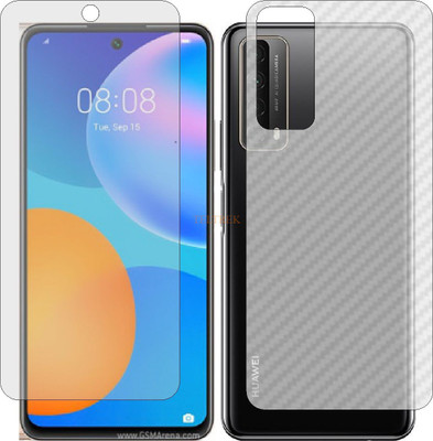 TELTREK Front and Back Tempered Glass for HUAWEI HONOR Y7A (Front Matte Finish & Back 3d Carbon Fiber)(Pack of 2)