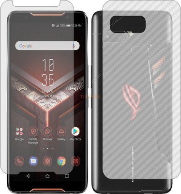 TELTREK Front and Back Tempered Glass for ASUS ROG PHONE (Front Matte Finish & Back 3d Carbon Fiber)(Pack of 2)