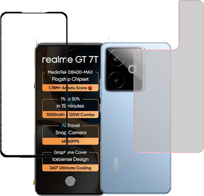 HOBBYTRONICS Front and Back Tempered Glass for REALME GT7T(Pack of 1)